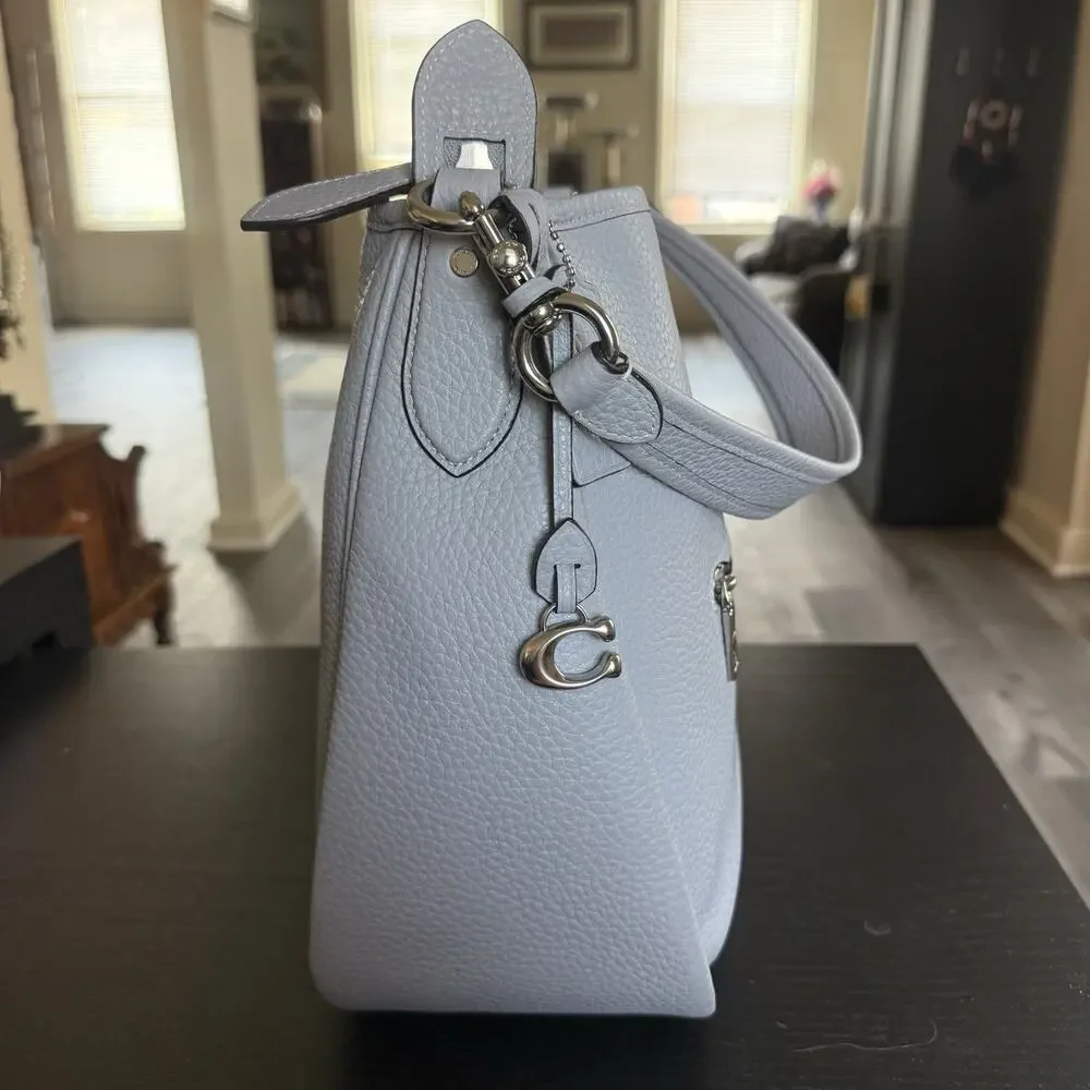 COACH Cary Shoulder Bag Blue Grey CC435 Leather